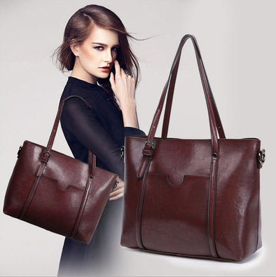 Retro European And American One Shoulder Messenger Bag Foreign Trade Oil Wax Leather Ladies Handbag Tote Bag