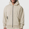 Fall Winter Men's Solid Color Long-sleeve Zipper Hooded Sports Casual Fleece Warm Sweatshirt