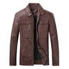Men's Motorcycle Leather Jacket Slim Lapel Casual Leather Jacket