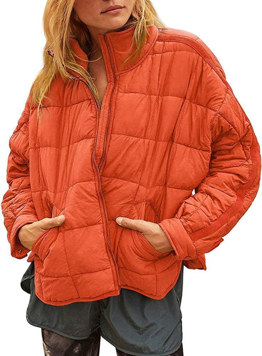 Aiopr Women's Oversized Lightweight Down Coat Long Sleeve Zip Packable Short Puffer Jackets