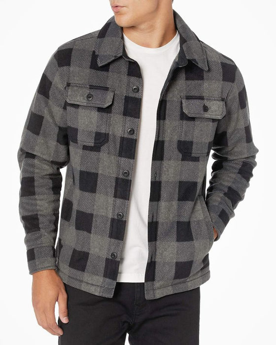 Long-Sleeve Polar Fleece Shirt Jacket for Winter