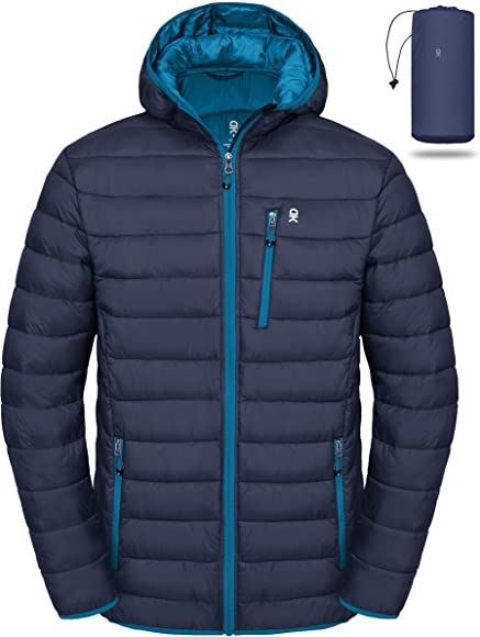 Men's Lightweight Water-Resistant Packable Hooded Puffer Jacket