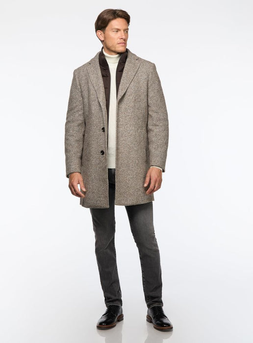Longline Herringbone Wool Blend Reefer Coat For Men