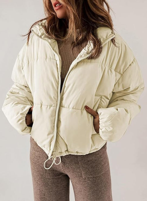 Dokotoo Womens Winter Quilted Jackets Long Sleeve Full Zip Puffer Jacket Coats with Pockets