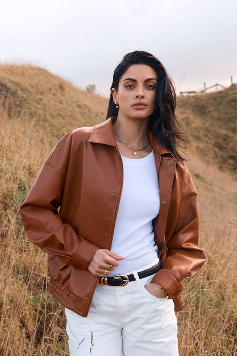 PRETTYGARDEN Women's Faux Leather Motorcycle Jacket Trendy Fall Spring Clothes Oversized Zip Up Winter Coat Outerwear