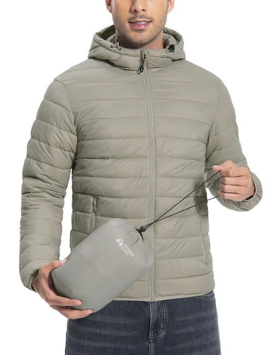 Men's Lightweight Water-Resistant Packable Hooded Puffer Jacket