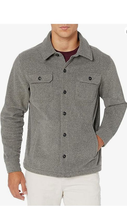 Long-Sleeve Polar Fleece Shirt Jacket for Winter