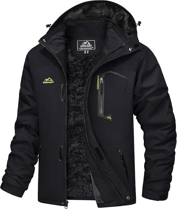 MAGCOMSEN Men's Winter Coats Water Resistant Ski Snow Jacket Warm Fleece Jacket Parka Raincoats With Hood Multi-Pockets