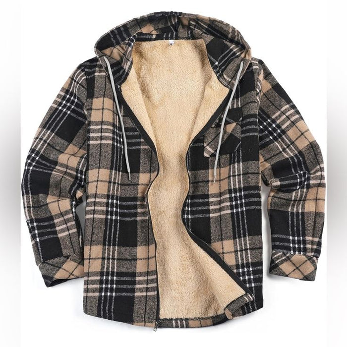 ZENTHACE Women's Hooded Flannel Shirt Jacket,Sherpa Lined Full Zip Fall Winter Plaid Shacket