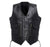 Men’s Black Leather Motorcycle Vest with Utility Pockets, Biker Leather Vest with Zipper and Flap Pockets