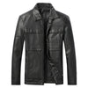 Men's Motorcycle Leather Jacket Slim Lapel Casual Leather Jacket