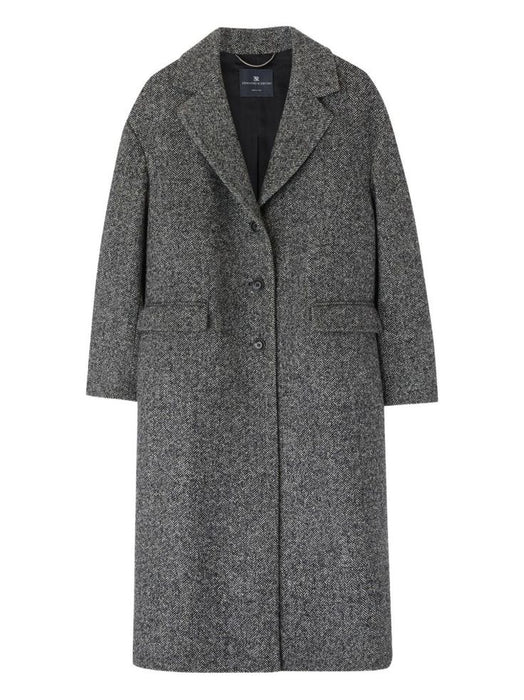 Longline Herringbone Wool Blend Reefer Coat
